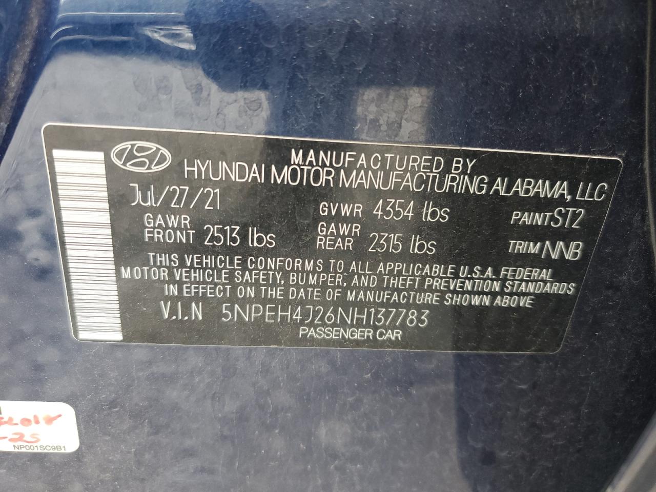 2022 Hyundai Sonata Limited VIN: 5NPEH4J26NH137783 Lot: 62711275
