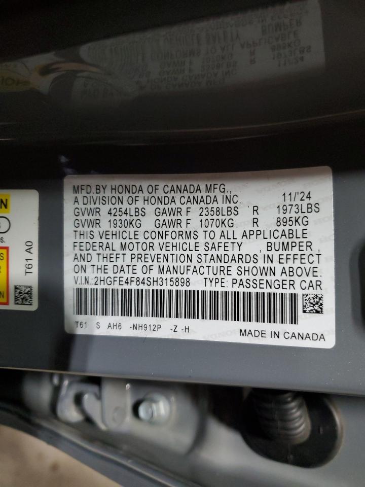 2HGFE4F84SH315898 HONDA CIVIC 2025