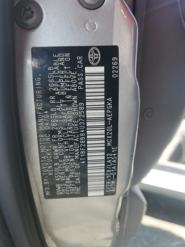 2004 Toyota Avalon Xl VIN: 4T1BF28B84U372589 Lot: 62270825