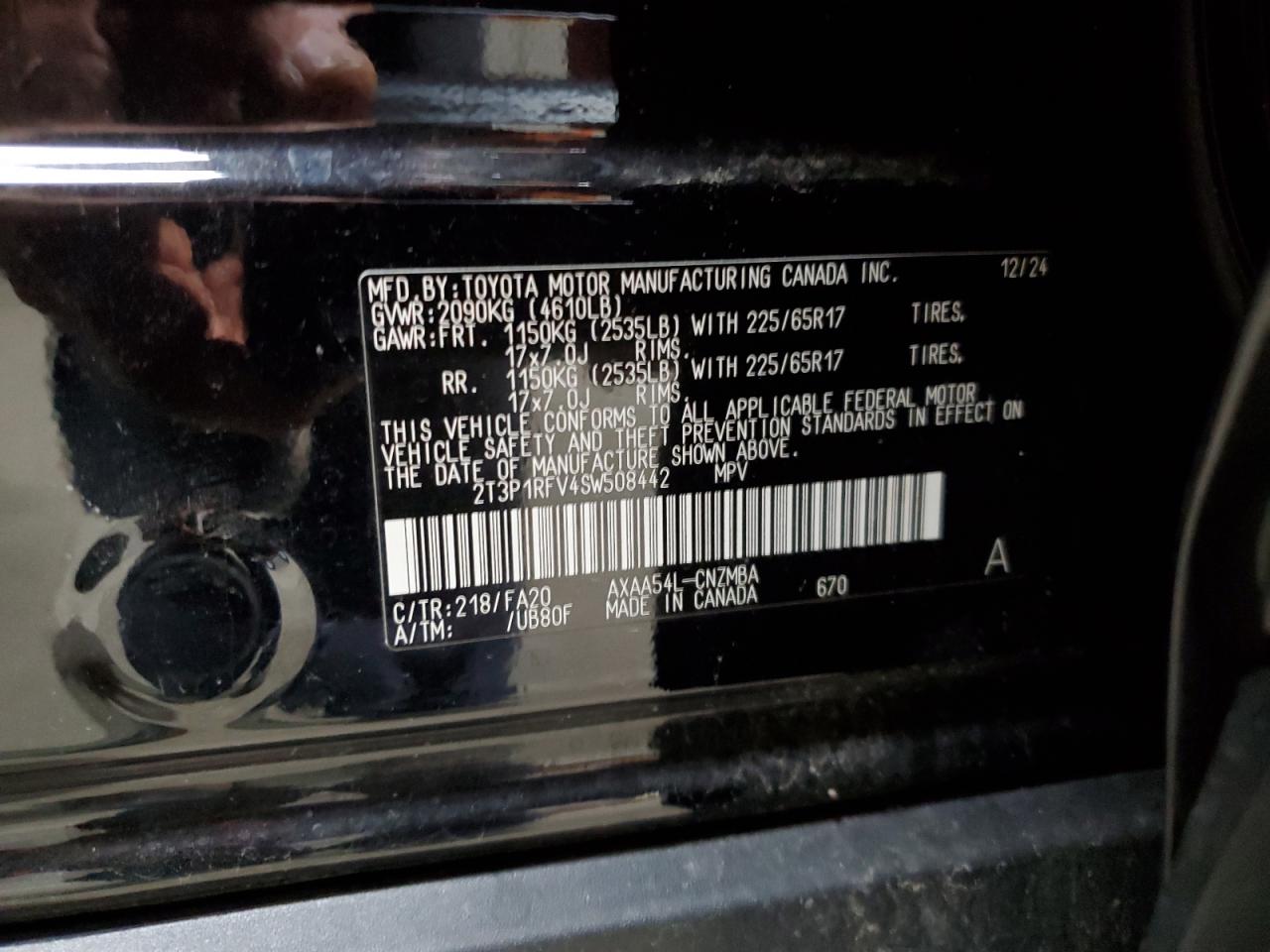 2025 Toyota Rav4 Xle VIN: 2T3P1RFV4SW508442 Lot: 61486505