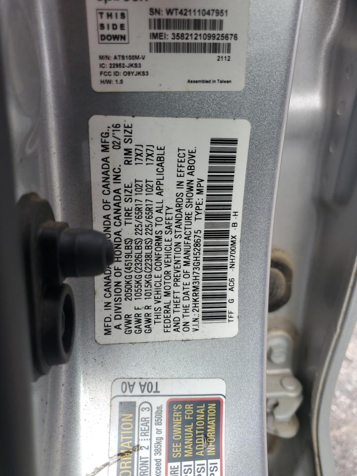 2HKRM3H73GH528675 HONDA CRV 2016