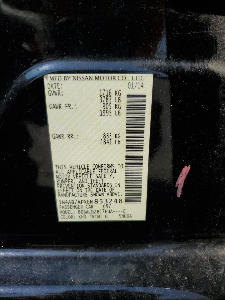 NISSAN SENTRA 2014 VIN 1N4AB7APXEN853248 фото 12