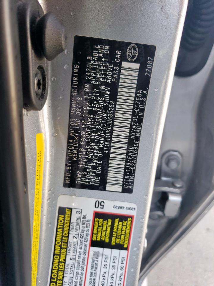 2018 Toyota Camry L VIN: 4T1B11HK0JU665259 Lot: 61596835