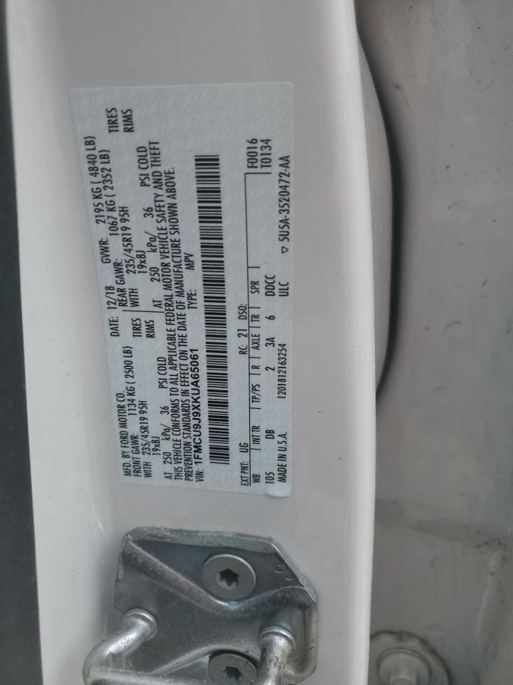 1FMCU9J9XKUA65061 FORD ESCAPE 2019