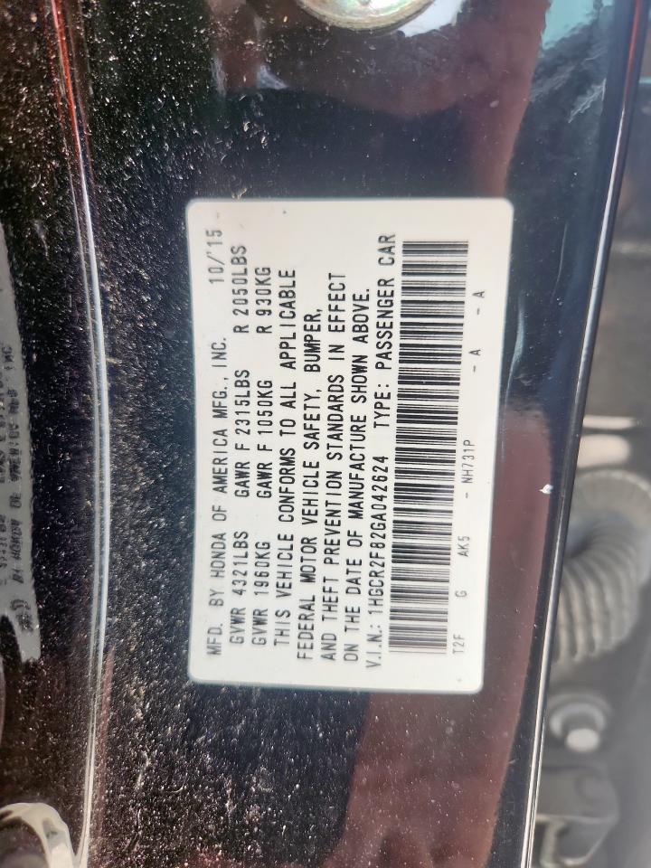 1HGCR2F82GA042624 HONDA ACCORD 2016