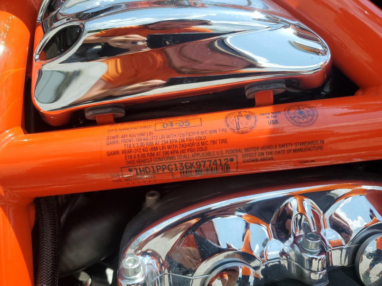2006 Harley-Davidson Vrscse VIN: 1HD1PPG136K977412 Lot: 62518335