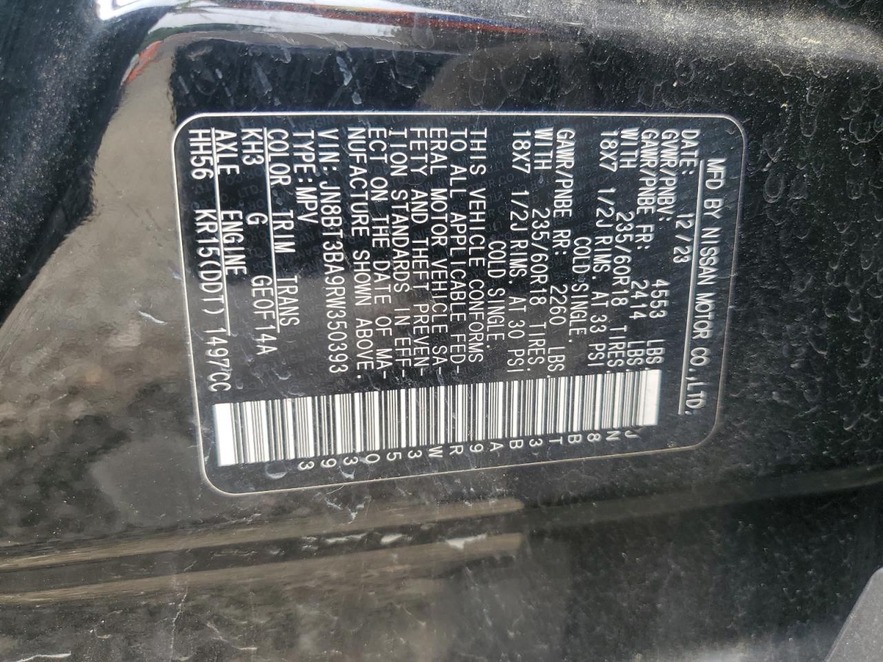 JN8BT3BA9RW350393 NISSAN ROGUE 2024