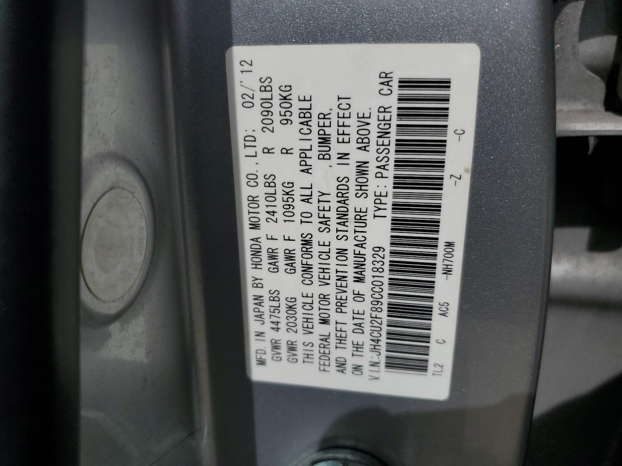 2012 Acura Tsx Se VIN: JH4CU2F89CC018329 Lot: 62862875