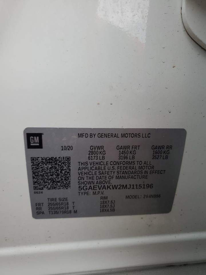 2021 Buick Enclave Essence VIN: 5GAEVAKW2MJ115196 Lot: 62494085