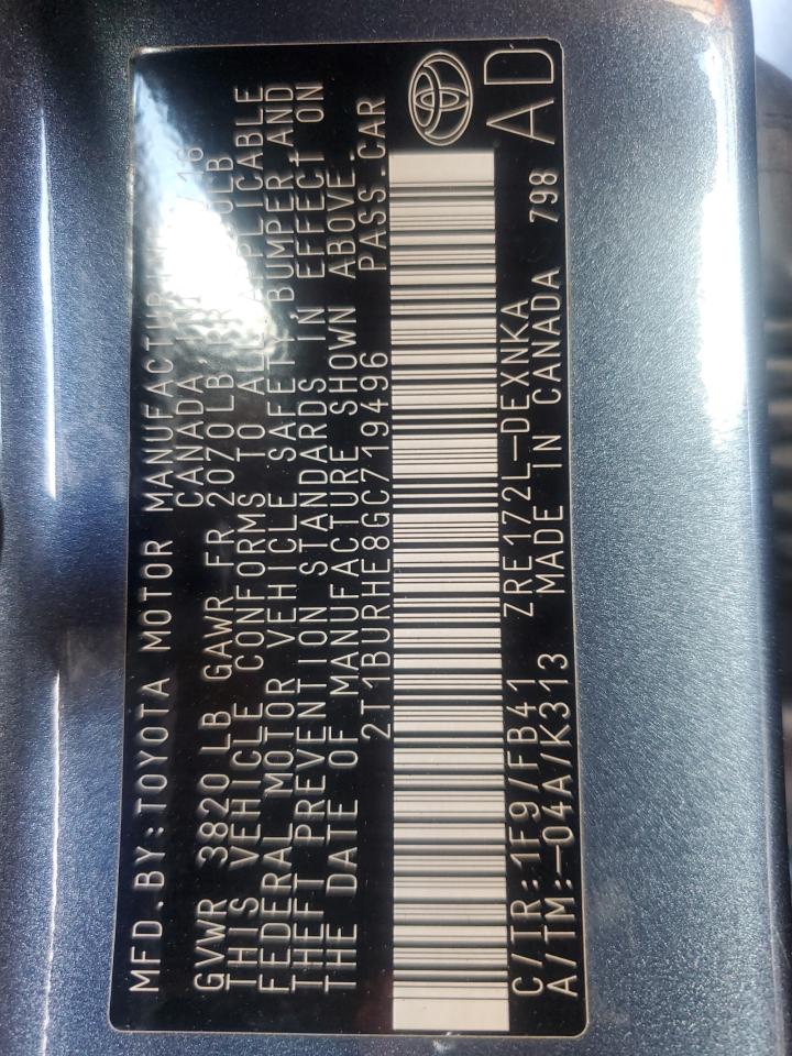 2T1BURHE8GC719496 TOYOTA COROLLA 2016