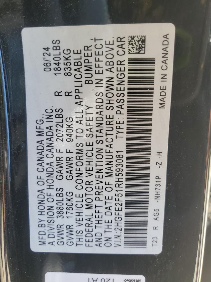 2HGFE2F51RH593081 HONDA CIVIC 2024