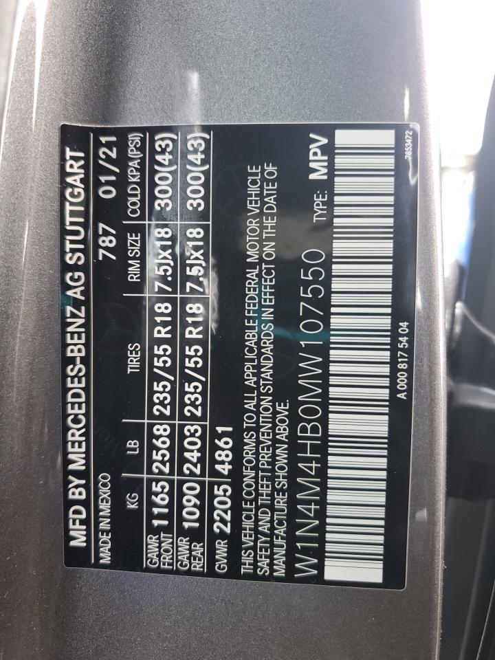 2021 Mercedes-Benz Glb 250 4Matic VIN: W1N4M4HB0MW107550 Lot: 62408985