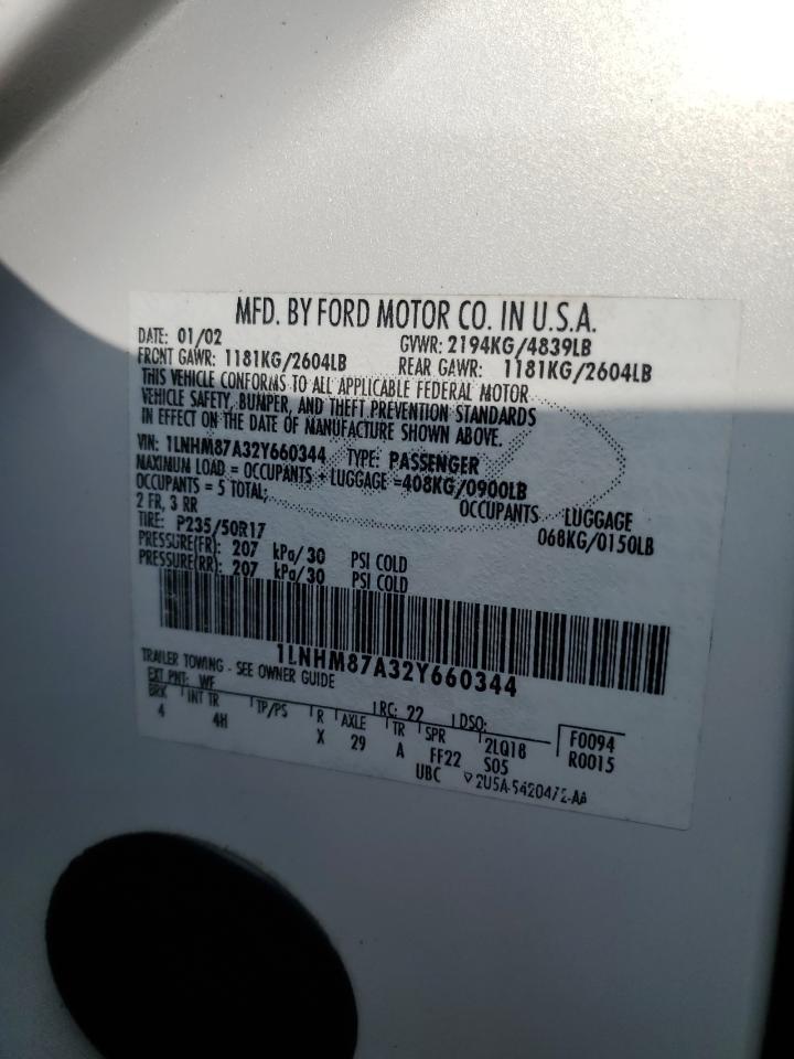 2002 Lincoln Ls VIN: 1LNHM87A32Y660344 Lot: 60138605