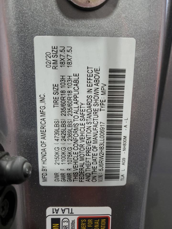 2020 Honda Cr-V Exl VIN: 5J6RW2H83LL006917 Lot: 61469985