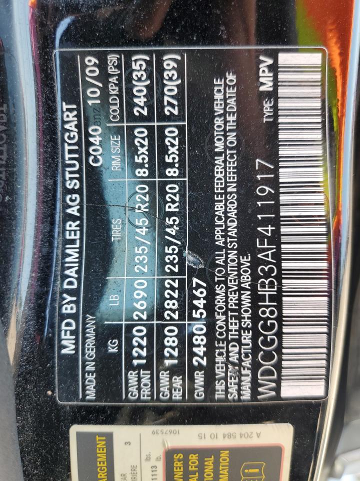 2010 Mercedes-Benz Glk 350 4Matic VIN: WDCGG8HB3AF411917 Lot: 60213925