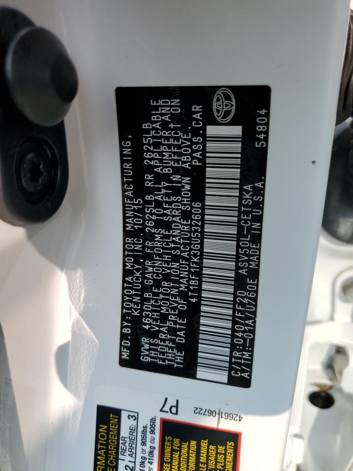 4T1BF1FK3GU532606 TOYOTA CAMRY 2016