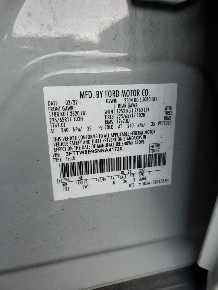 2022 Ford Maverick Xl VIN: 3FTTW8E95NRA41720 Lot: 60519635