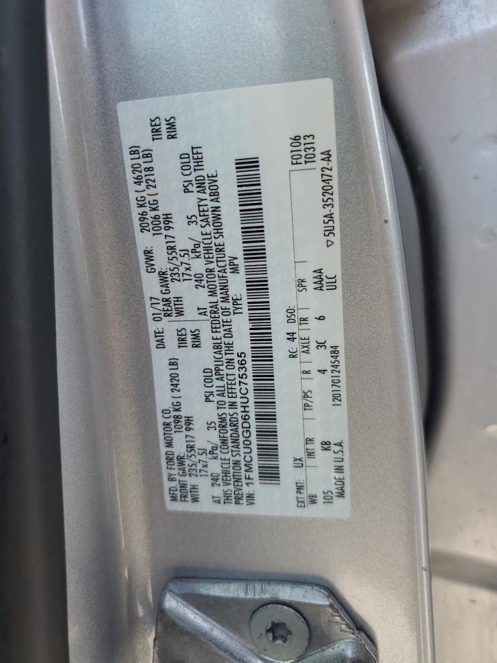 1FMCU0GD6HUC75365 FORD ESCAPE 2017