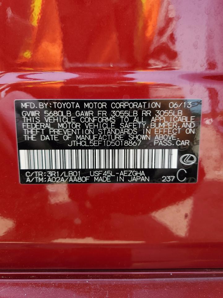 2013 Lexus Ls 460 VIN: JTHCL5EF1D5018867 Lot: 59937505