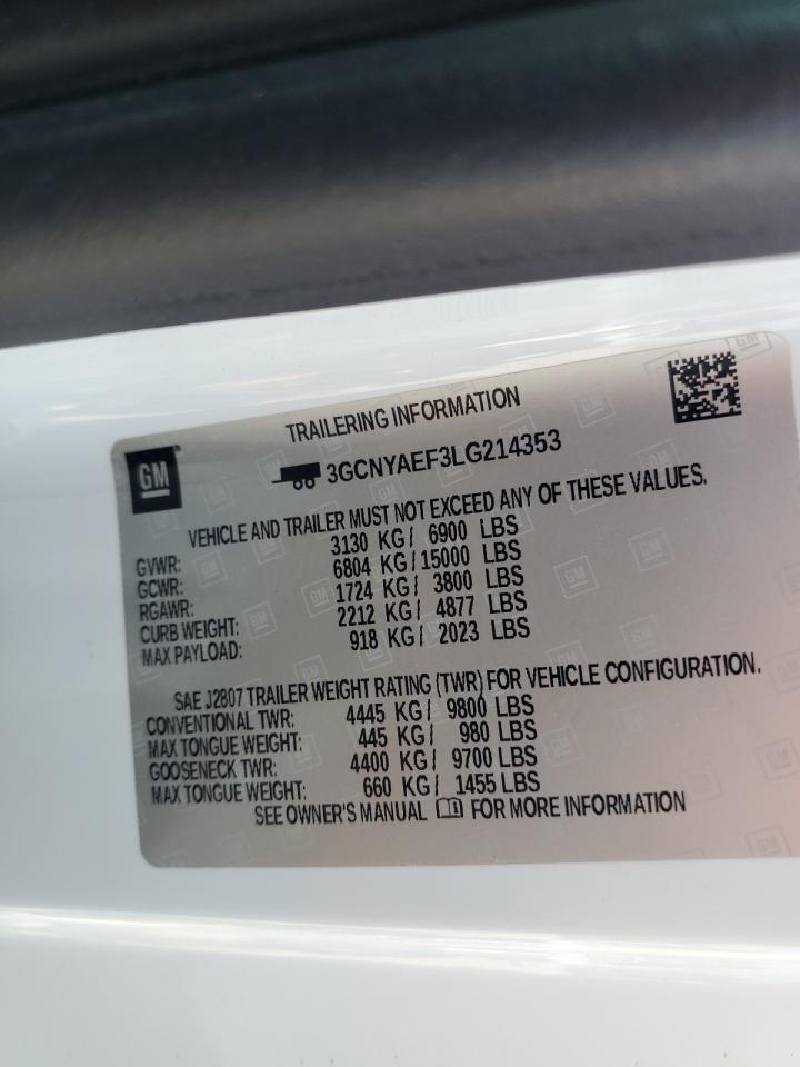 3GCNYAEF3LG214353 CHEVROLET ALL Models 2020