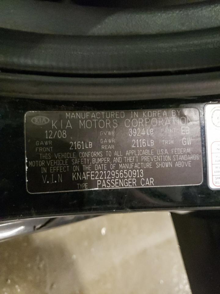 2009 Kia Spectra Ex VIN: KNAFE221295650913 Lot: 62097115