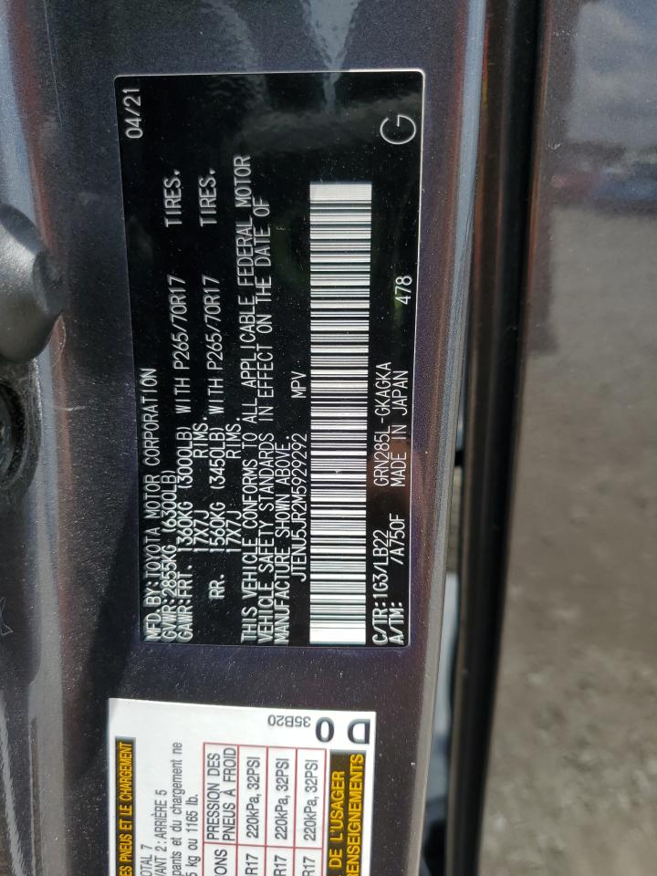 JTENU5JR2M5929292 TOYOTA 4RUNNER 2021