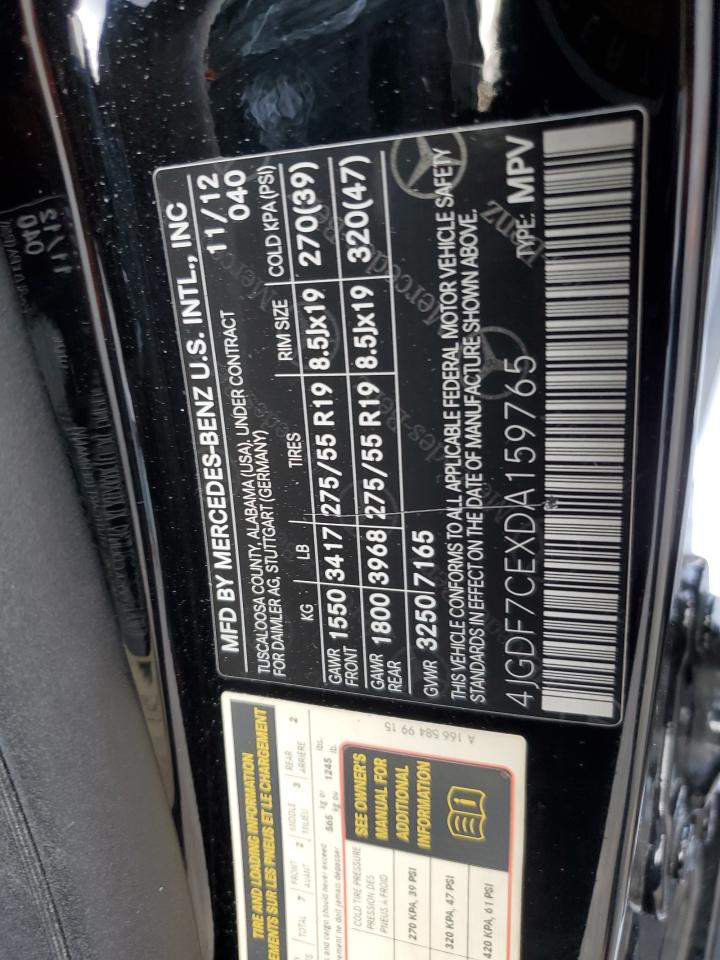 2013 Mercedes-Benz Gl 450 4Matic VIN: 4JGDF7CEXDA159765 Lot: 59253995