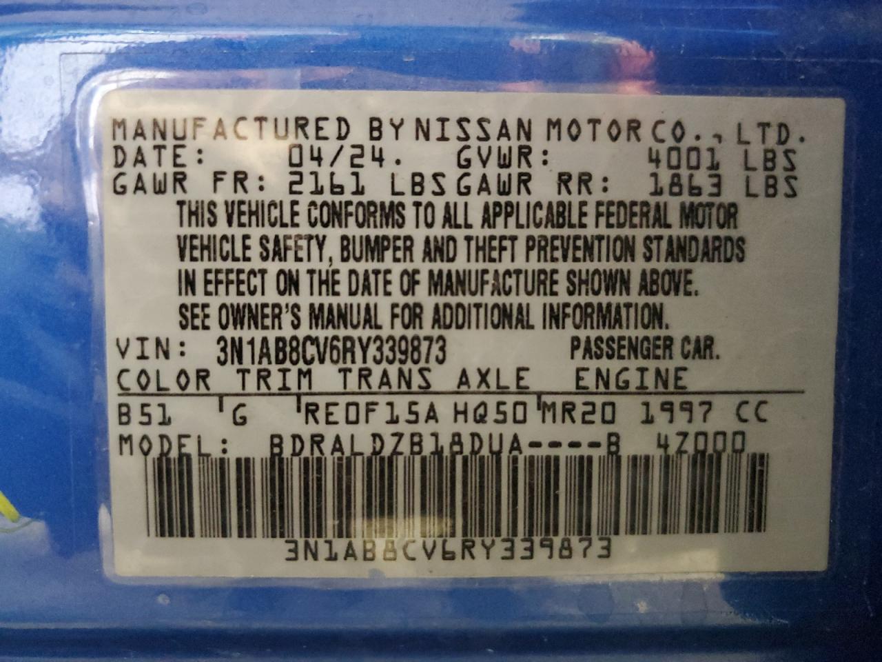 3N1AB8CV6RY339873 NISSAN SENTRA 2024