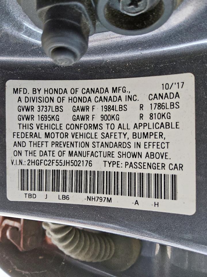 2HGFC2F55JH502176 HONDA CIVIC 2018