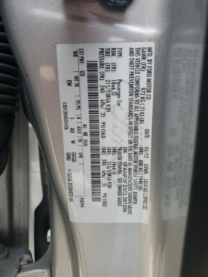 2012 Ford Focus Se VIN: 1FAHP3F23CL387256 Lot: 62645865