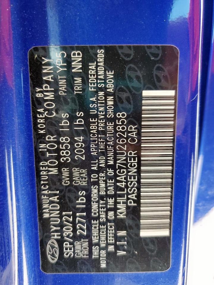 2022 Hyundai Elantra Se VIN: KMHLL4AG7NU262858 Lot: 62177065
