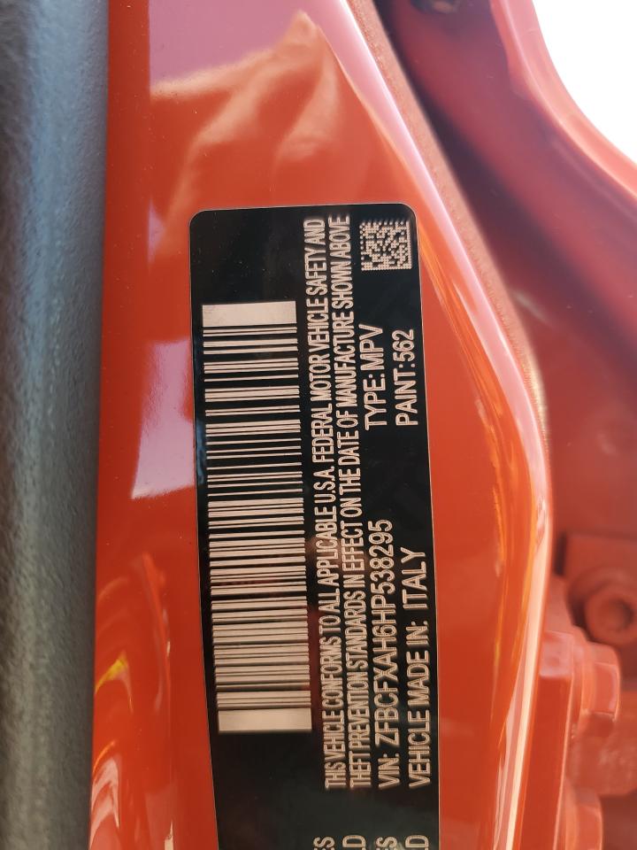 2017 Fiat 500X Pop VIN: ZFBCFXAH6HP538295 Lot: 61029625