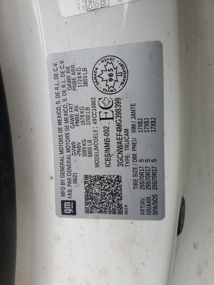 3GCNWAEF4MG398399 CHEVROLET ALL Models 2021