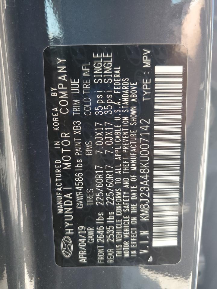 2019 Hyundai Tucson Se VIN: KM8J23A48KU007142 Lot: 59192555