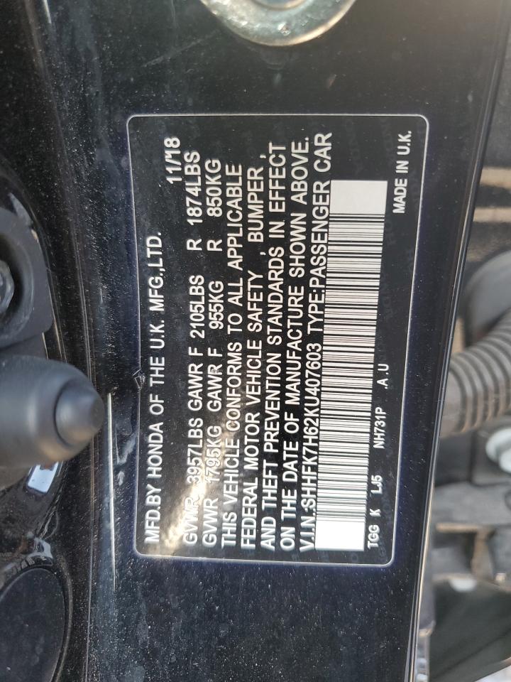 SHHFK7H62KU407603 HONDA CIVIC 2019