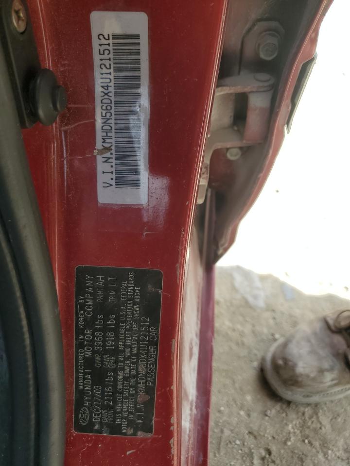 2004 Hyundai Elantra Gls VIN: KMHDN56DX4U121512 Lot: 63157195