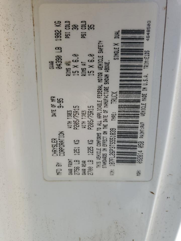 1995 Dodge Dakota VIN: 1B7FL26P3TS551839 Lot: 60354065