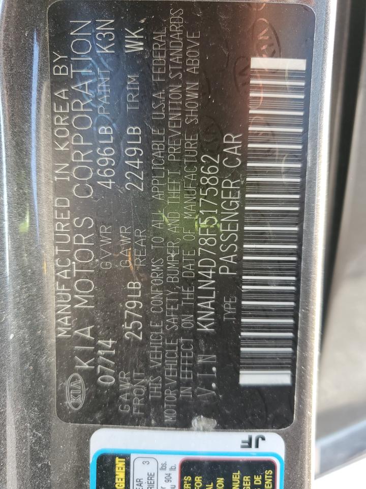 2015 Kia Cadenza Premium VIN: KNALN4D78F5175862 Lot: 62589105