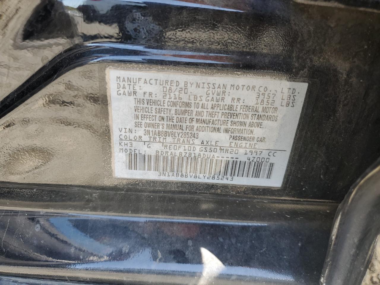 3N1AB8BV8LY285243 NISSAN SENTRA 2020