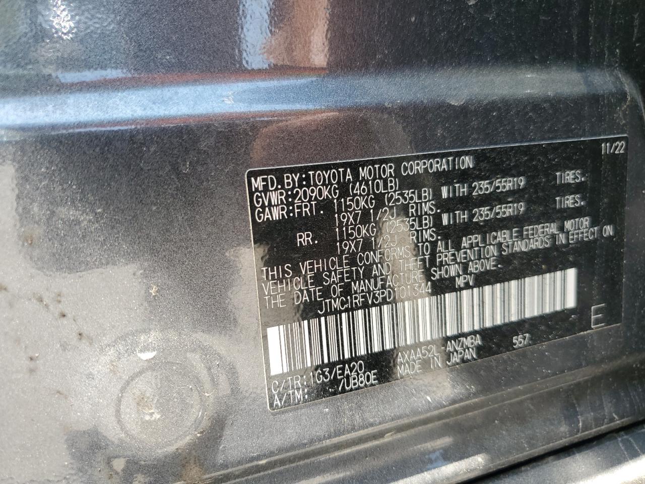 JTMC1RFV3PD101344 TOYOTA RAV4 2023