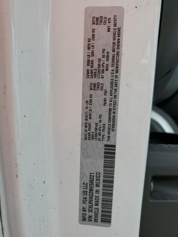 RAM All Models 2021 VIN 3C6LRVAG2ME506221 photo 13
