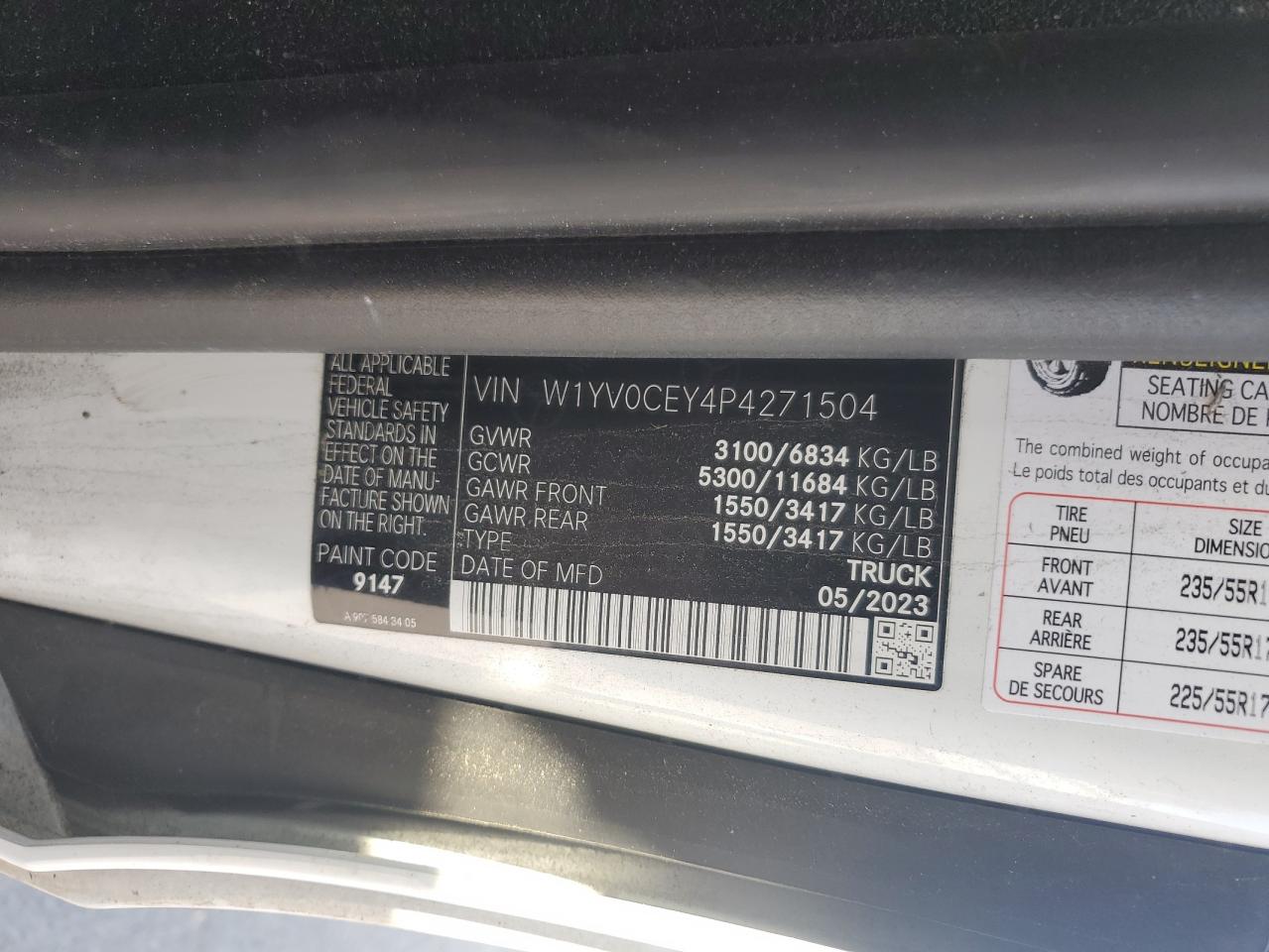 2023 Mercedes-Benz Metris VIN: W1YV0CEY4P4271504 Lot: 62089055