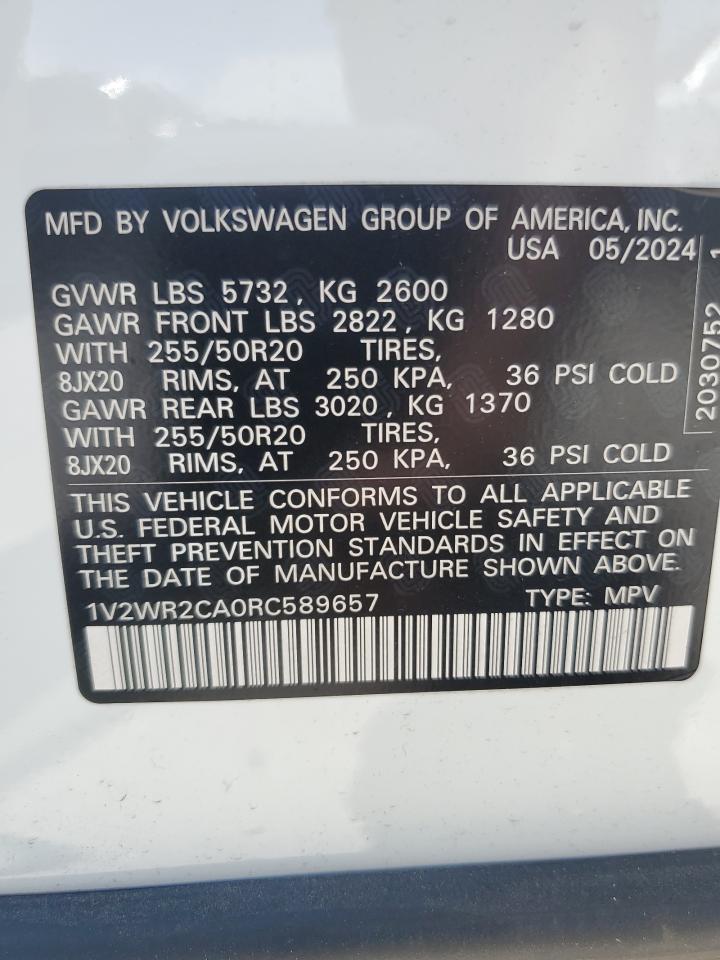 VOLKSWAGEN ATLAS 2024 VIN 1V2WR2CA0RC589657 zdjęcie 13