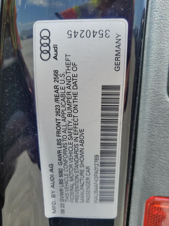 2023 Audi S4 Premium Plus VIN: WAUB4AF43PA012769 Lot: 61171465