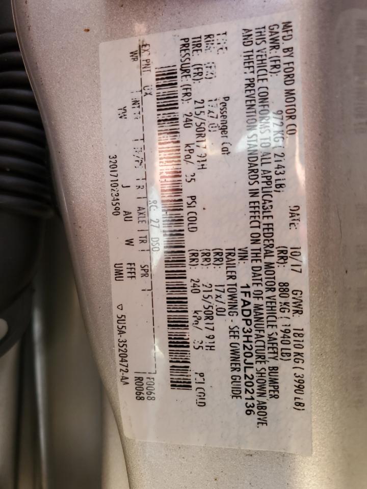 1FADP3H20JL202136 FORD FOCUS 2018