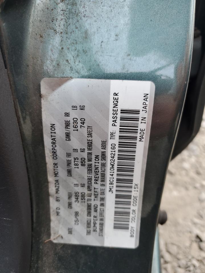 1998 Mazda Protege Dx VIN: JM1BC1410W0242160 Lot: 62419175
