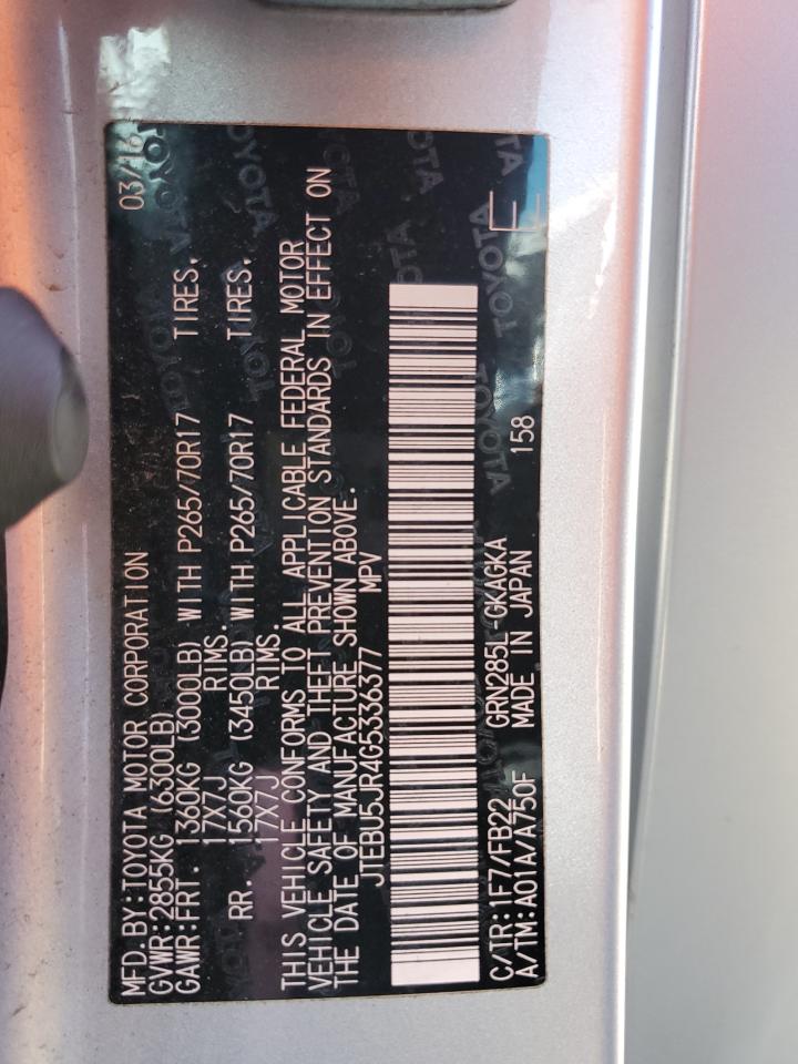 TOYOTA 4RUNNER 2016 VIN JTEBU5JR4G5336377 photo 13