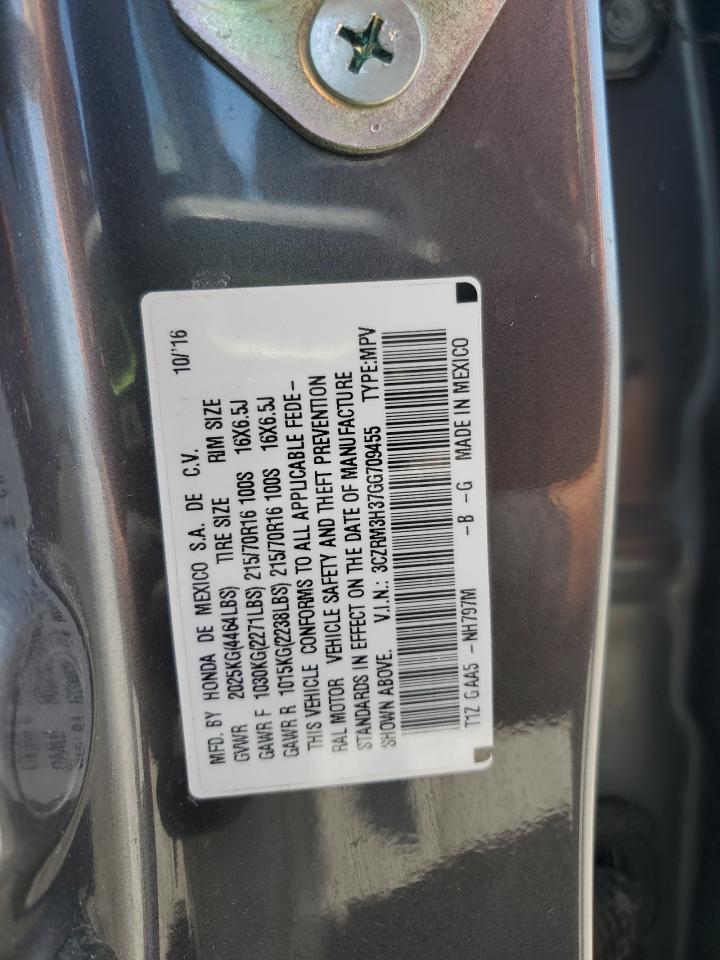 2016 Honda Cr-V Lx VIN: 3CZRM3H37GG709455 Lot: 62870495