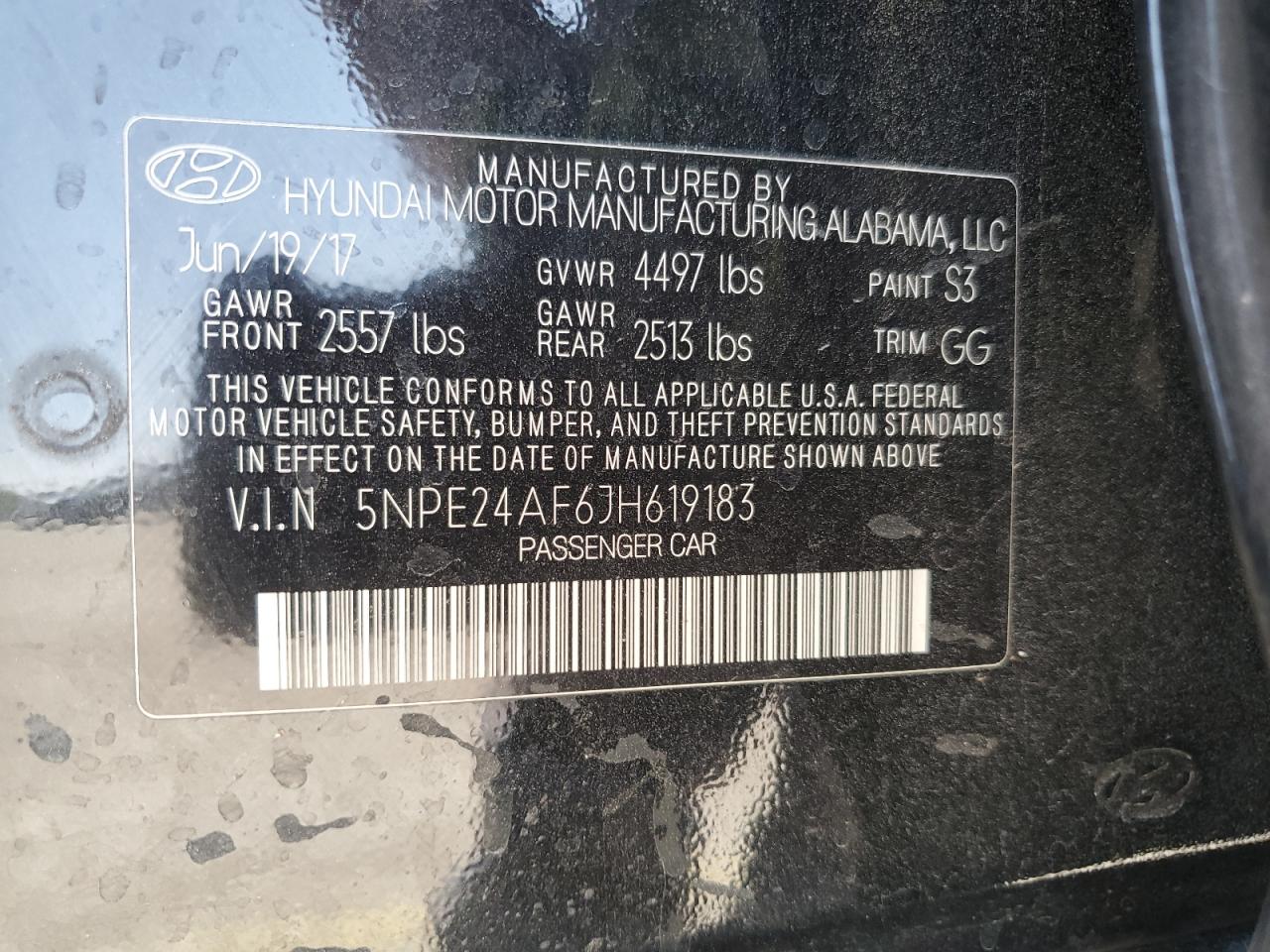 2018 Hyundai Sonata Se VIN: 5NPE24AF6JH619183 Lot: 63055755