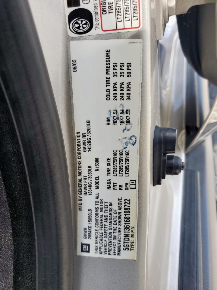 2006 Hummer H3 VIN: 5GTDN136168108722 Lot: 62085285